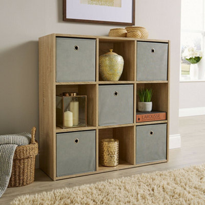 Home Source 9 Cube Storage Bookcase Shelf Unit Oak from B&Q