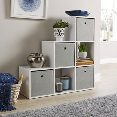 Home Source 6 Cube Staircase Storage Bookcase Shelf Unit White from B&Q