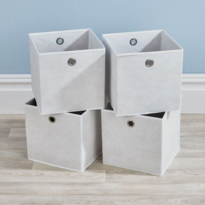 B&Q -  Fabric Cube Storage Box 4 Pack Cream