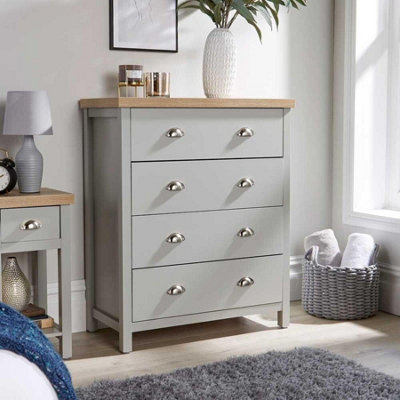Home Source Avon 4 Drawer 36mm Thick Top Bedroom Storage Chest Grey from B&Q
