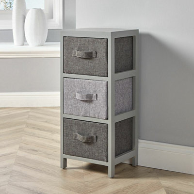 Home Source Metro Fully Assembled 3 Drawer Chest Storage Unit Grey