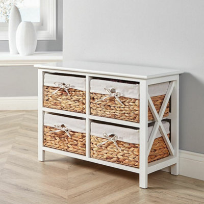 B&Q Home Source Fully Assembled 4 Drawer Storage Unit White