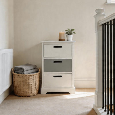Home Source Ullswater Fully Assembled 3 Drawer Chest Storage Unit White Grey from B&Q