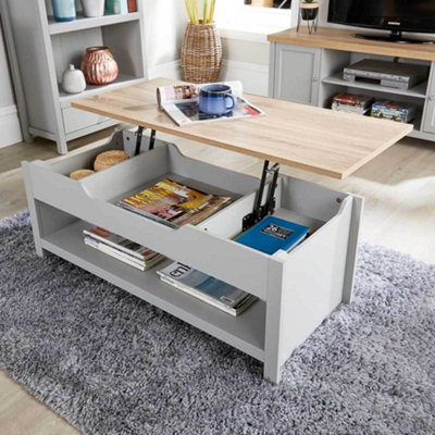 Home Source Avon Hidden Storage Lift Up Coffee Table Grey from B&Q