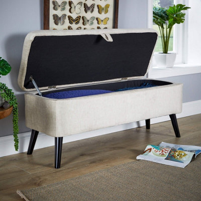Home Source Carson Buttoned Storage Ottoman Grey from B&Q