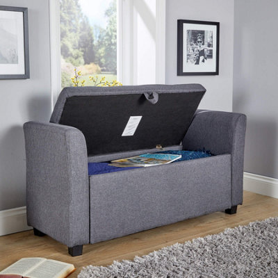 Home Source Verona Sleigh Style Window Bench Storage Seat Charcoal Grey from B&Q