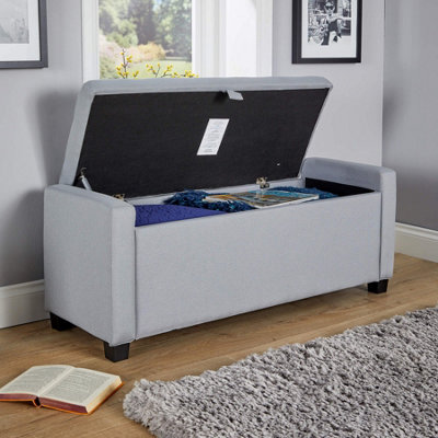 Home Source Verona Fabric Storage Ottoman Chest Grey from B&Q