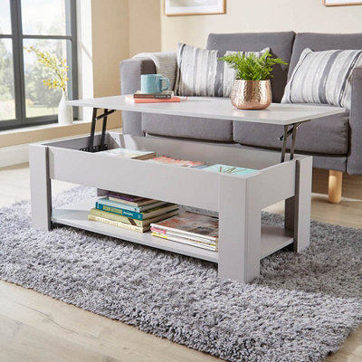 Home Source Orlando Lift Up Undershelf Storage Coffee Table Grey from B&Q