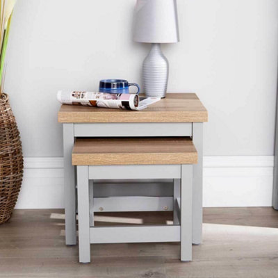 Home Source Avon Nest Of 2 Tables Set With 36mm Thick Top Grey from B&Q