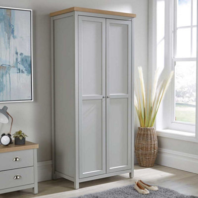 Home Source Avon Grey 2-Door Wardrobe With 36mm Sonoma Oak-Effect Top from B&Q