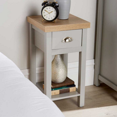 Home Source Avon 1 Drawer Grey 36mm Thick Top Bedside Lamp Side Table Unit from B&Q