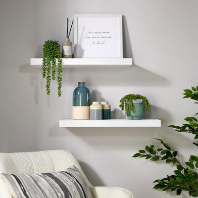 Home Source Cloud Pair Of 60Cm Floating Wall Shelves White from B&Q