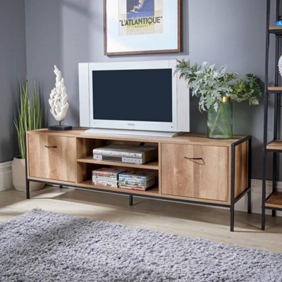  - Home Source Oakmere Tv Stand Unit Black And Oak Effect