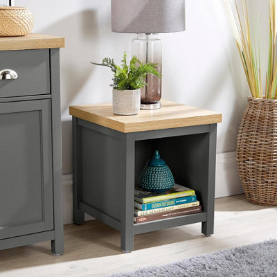 Home Source Avon 36mm Thick Top Lamp Side Occasional Table Graphite Grey from B&Q