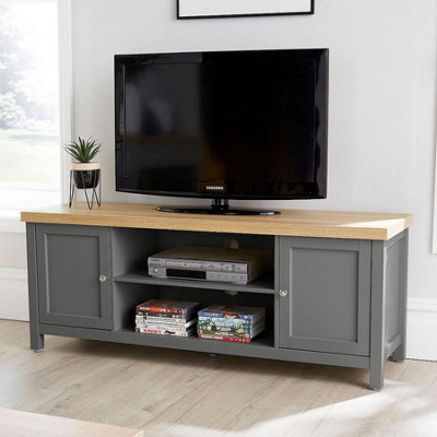Home Source Avon 2 Door 36mm Thick Top Wide Tv Stand Shelf Unit Graphite from B&Q