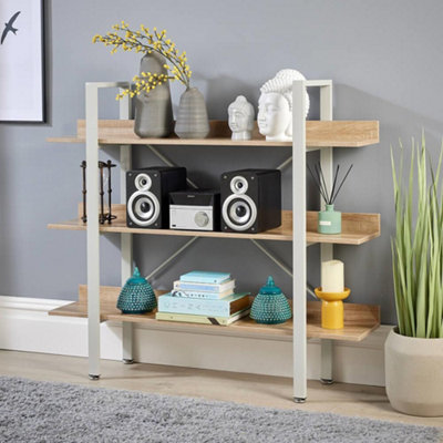 Home Source Urban Wide 3 Tier Bookcase Shelving Storage Unit White And Oak Effect from B&Q