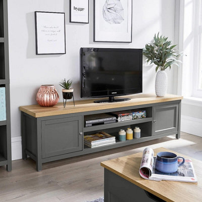 Home Source Avon 2 Door With Undershelf Storage Wide 36mm Thick Top Tv Unit Stand Graphite from B&Q