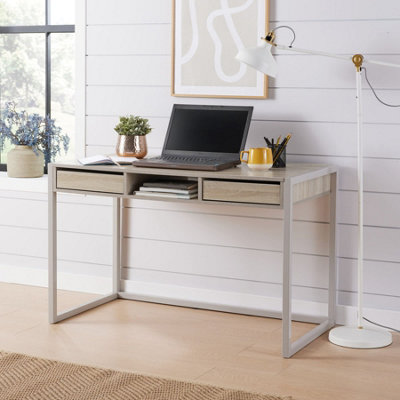 Home Source Toronto 2 Drawer Computer Office Desk Oak Effect from B&Q
