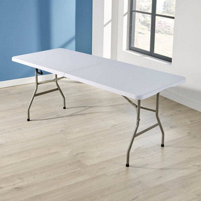 Home Source 5Ft Folding Indoor Outdoor Trestle Table White from B&Q