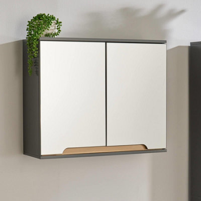 Home Source Florence Mirrored Hanging Wall Bathroom Storage Cabinet Grey from B&Q