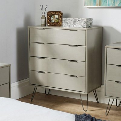 Home Source Acadia Solid Pine Grey 4 Drawer Storage Chest from B&Q
