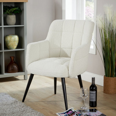 Home Source Teddy Fur Occasional Accent Armchair Cream from B&Q