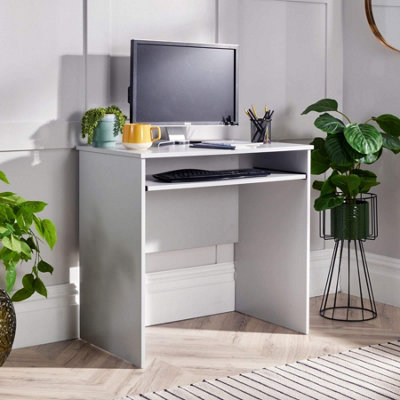 Home Source Newport Space Saving Computer Home Office Study Desk With Keyboard Tray Grey from B&Q