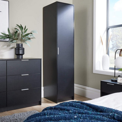 B&Q -  Phoenix 1 Door Wardrobe Storage Black Bedroom Furniture