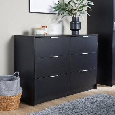 B&Q Home Source Phoenix Chest 6 Drawers Black