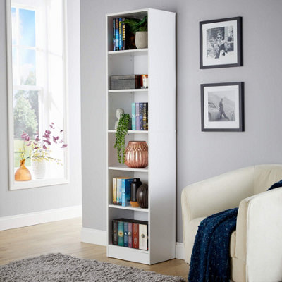 Home Source Clara 6-Tier Narrow Storage Bookcase White from B&Q