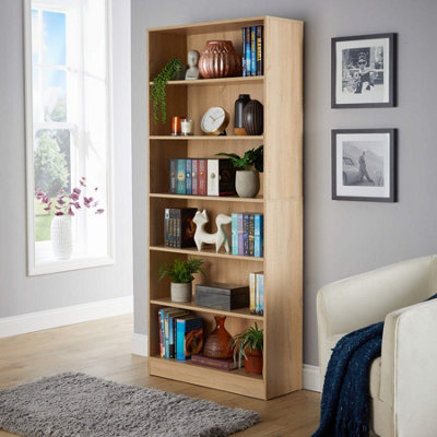 Home Source Clara 6-Tier Deep Storage Bookcase Oak from B&Q