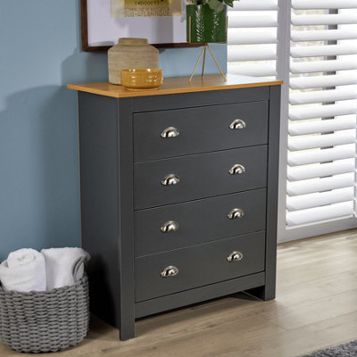 B&Q Home Source Camden 4 Drawer Chest Bedroom Storage Unit Graphite