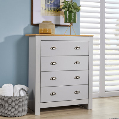 Home Source Camden 4 Drawer Chest Bedroom Storage Unit Grey from B&Q