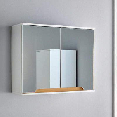 Home Source Florence Bathroom Mirror Hanging Wall Storage Cabinet White from B&Q