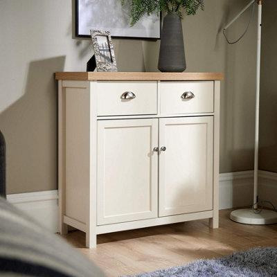 Home Source Avon 2 Drawer 2 Door 36mm Thick Top Cupboard Sideboard Unit Off-White from B&Q