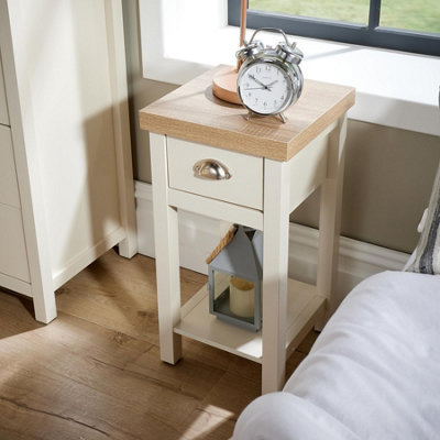 Home Source Avon 1 Drawer White 36mm Thick Top Bedside Lamp Side Table Unit from B&Q