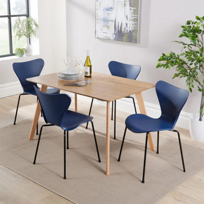  - Home Source Rayna Dining Table And 4 Blue Penny Chairs