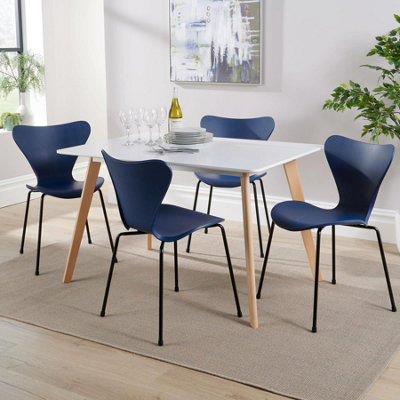  - Home Source Fleur Dining Table And 4 Blue Penny Chairs