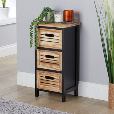 Home Source Mostyn Fully Assembled 3 Drawer Black And Oak Storage Chest from B&Q