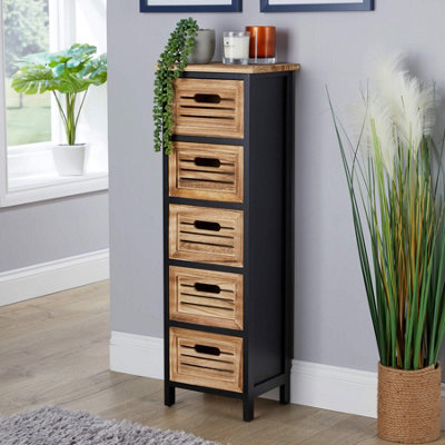 Home Source Mostyn Fully Assembled 5 Drawer Black And Oak Storage Chest from B&Q
