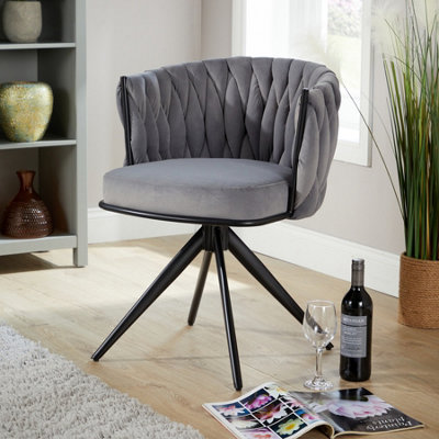 Home Source Reno Round Back Grey Velvet Occasional Accent Chair from B&Q