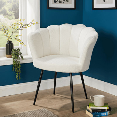 Home Source Compact Scallop Black Legs White Occasional Accent Chair from B&Q