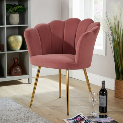 Home Source Compact Scallop Round Back Pink Occasional Accent Chair from B&Q
