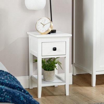 Home Source Belle Vue 1 Drawer Bedside Table White Compact Design from B&Q