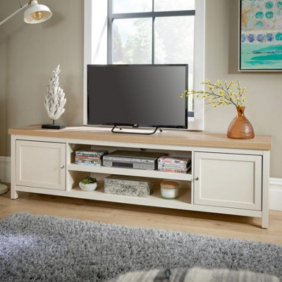 Home Source Avon 2 Door With Undershelf Storage Wide 36mm Thick Top Tv Unit Stand Off White from B&Q