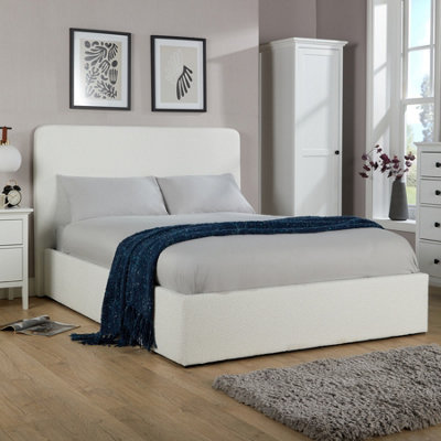Home Source Serenity Small Double Ottoman Storage Gas Lift Boucle Upholstered Bed from B&Q
