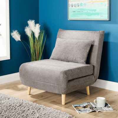Home Source Lorena Single Clic Clac Grey Upholstered Sofa Bed Lounger Chair from B&Q