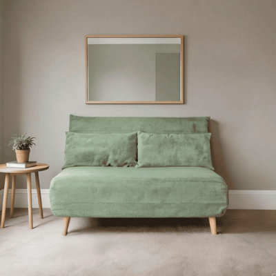 Home Source Lorena Double Clic Clac Green Upholstered Sofa Bed Lounger Chair from B&Q