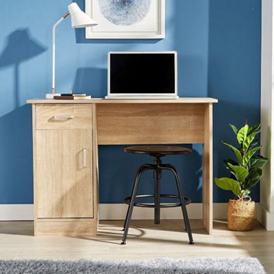 Home Source Office Desk1 Drawer & 1 Door Compact Computer WorkstationOak Effect from B&Q