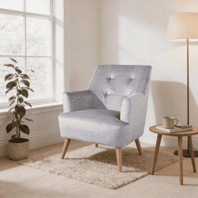 Home Source Arta Fabric Silver Grey Upholstered Accent Occasional Armchair from B&Q